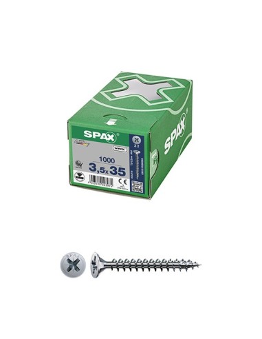 Caja de Tornillos SPAX-S DE 3,5x35 Cabeza Plana Pozi Galvanizado Spax